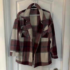 Plaid Women's Jacket - Red and Cream